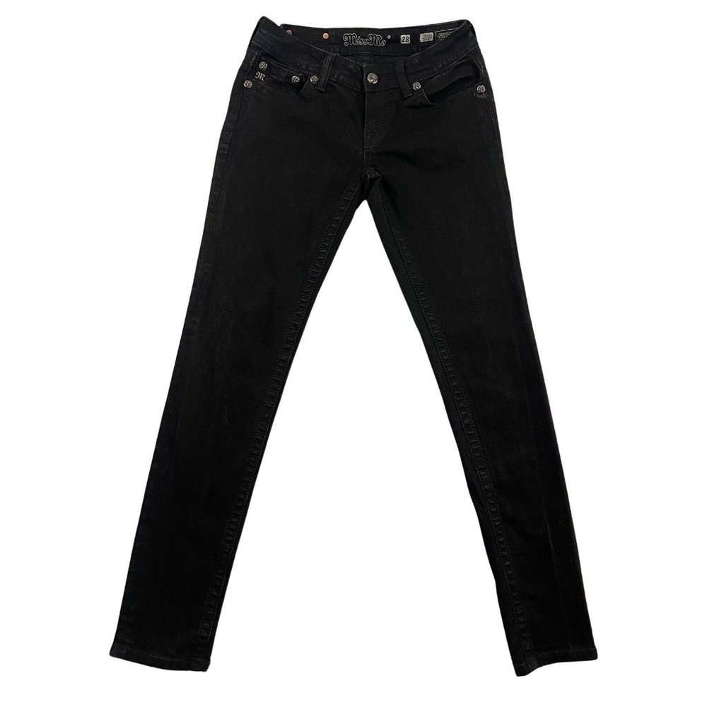 Miss Me Jeans Womens Size 28 Black Skinny JP61135 Glitter Embroidered Pockets
